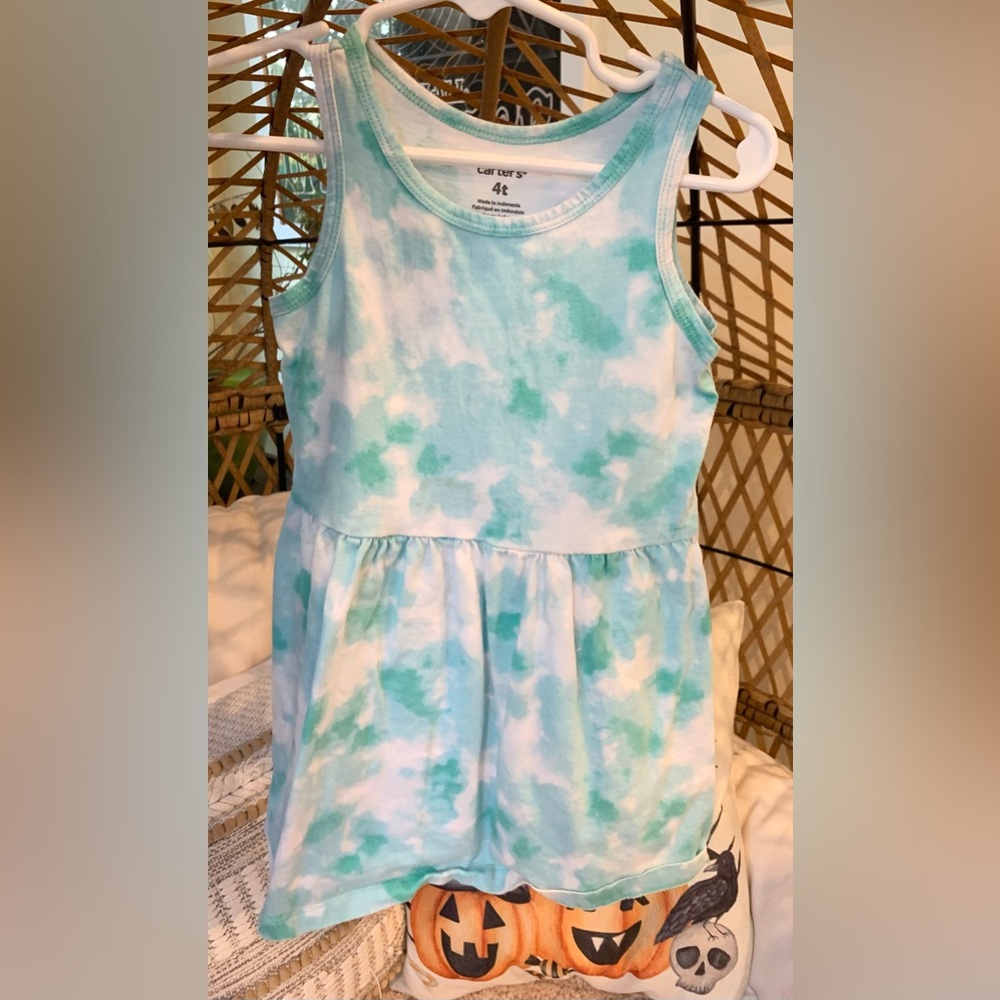 Girls Blue Tye Dye Dress/Long Tee